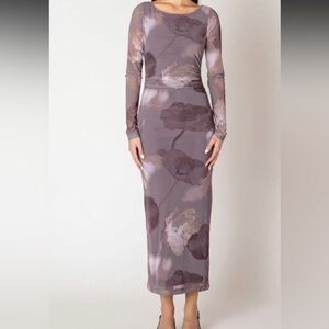 Dynamite Mauve Floral Long Sleeve Dress